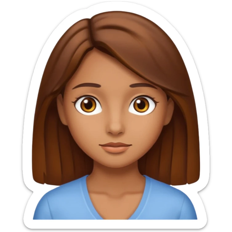 Girl with tan skin , brown hair and brown eyes  sticker