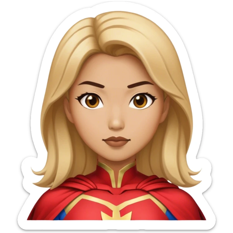 Asian superhero wife with brown and blonde hair sticker
