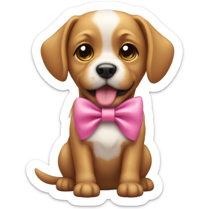 Dog with pink bow sticker