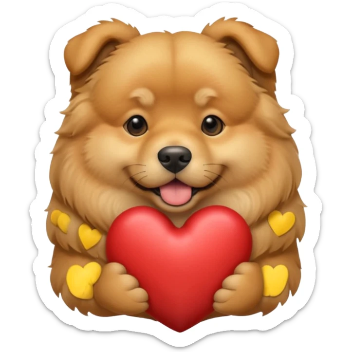 Golden Retriever/Chow Chow mix holding a large heart in its mouth (modeled after the dog image attached) sticker