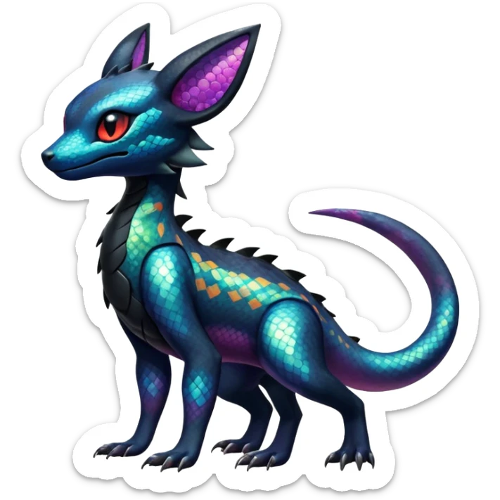 Colorful Dark Shiny Exotic Salandit-Umbreon-Quilava-Fakémon-hybrid-creature (full body)  sticker