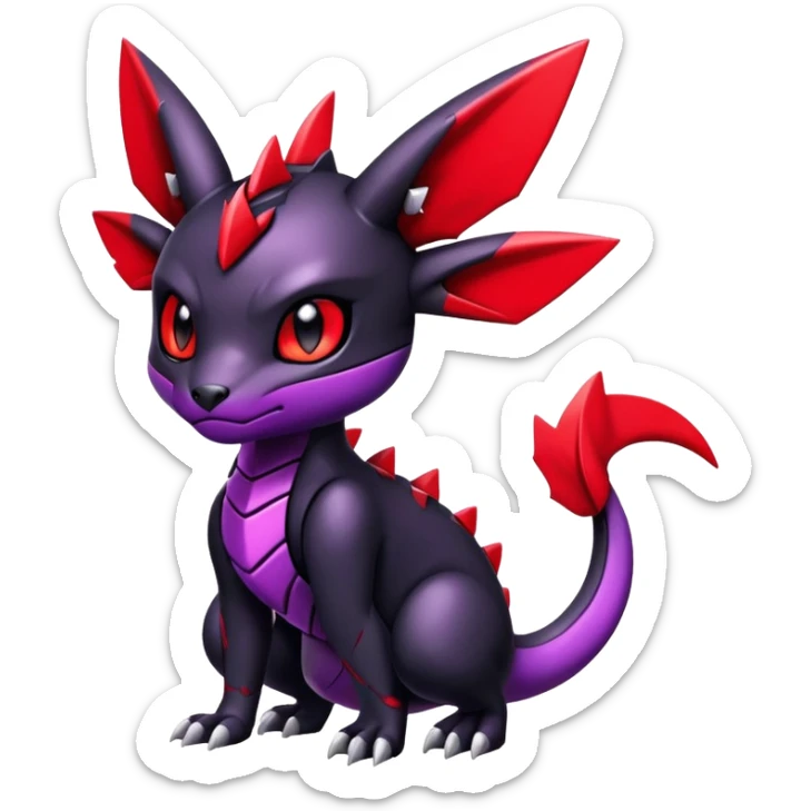 Shiny Badass Gothic Modern Futuristic Cute Guilmon-Umbreon-Salandit-hybrid sticker