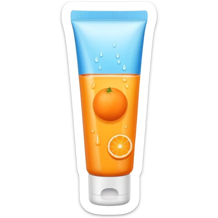 a skincare tube with an orange-toned liquid inside of it sticker