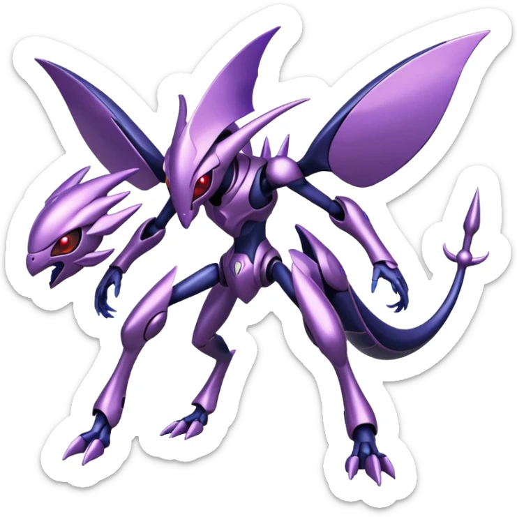 Shiny Futuristic Genesect-Miraidon-Lunala-Fakémon-hybrid-creature (full body)  sticker