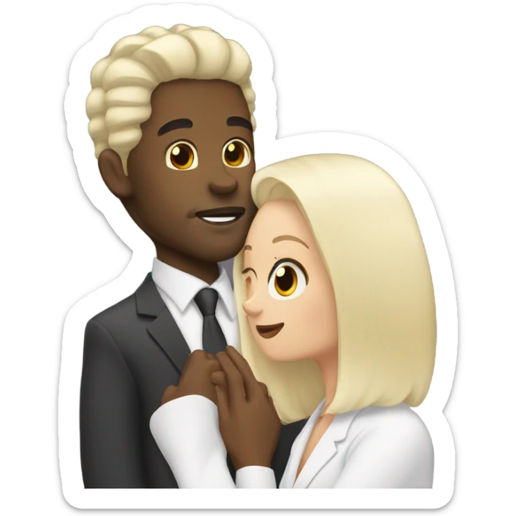 Black man with hair kiss white blonde woman  sticker