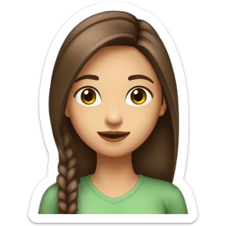 fille-brune-longs-cheveux lisses-aux-yeux-marrons-verts-étudiante sticker