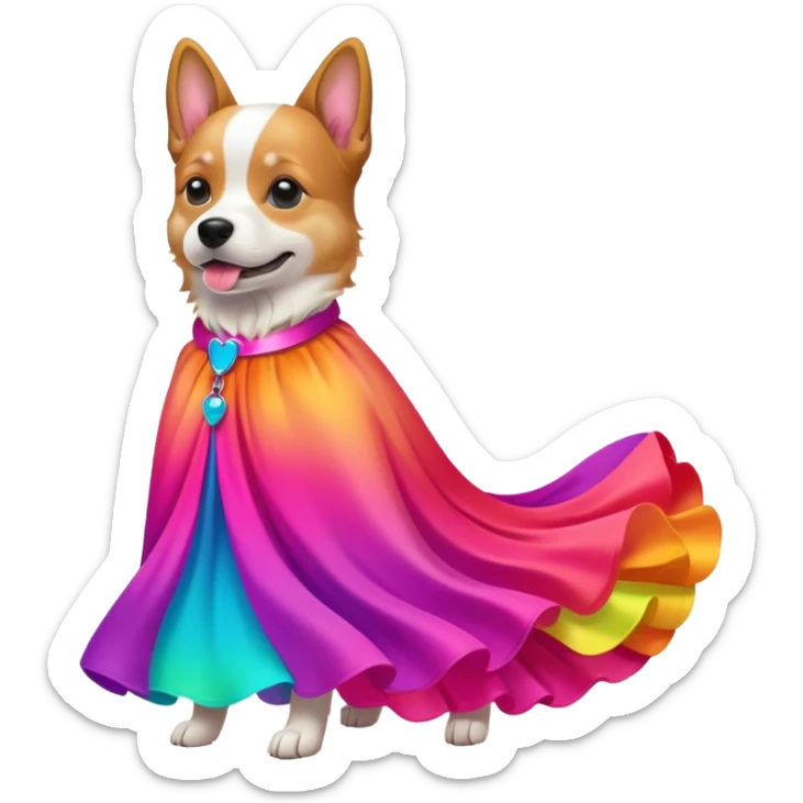 DOG wearring neon fashion dress sticker