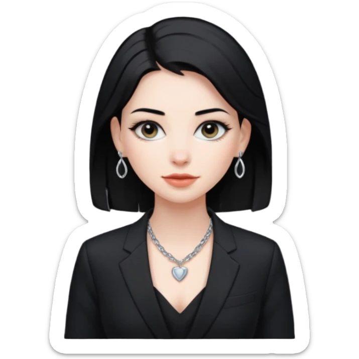 👩🏻‍⚖️ i need an image like this for a political analays with black hair and blck open necked suit sticker