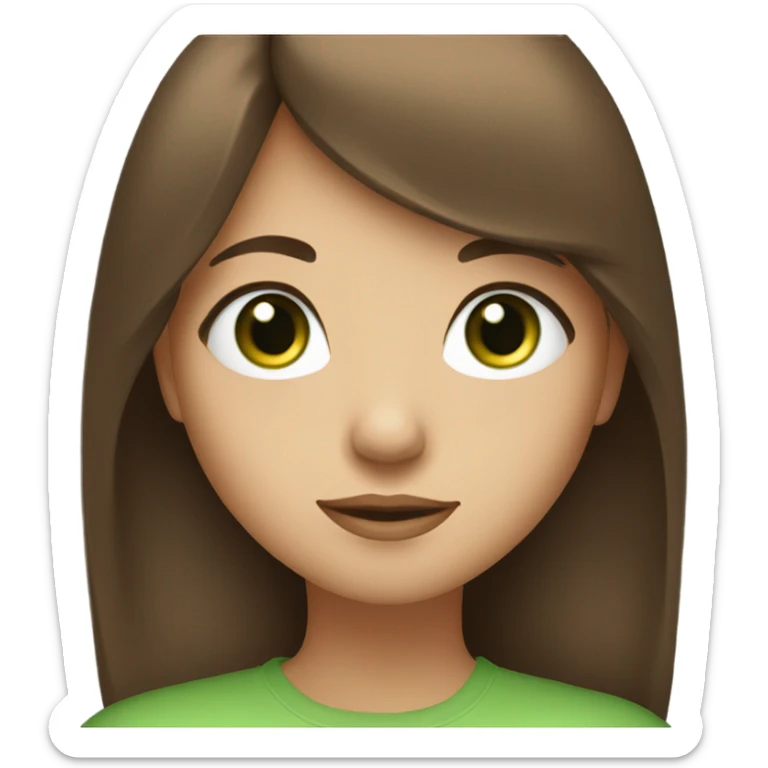 Woman Long brown hair with bangs and green Eyes - in a cute pose sticker