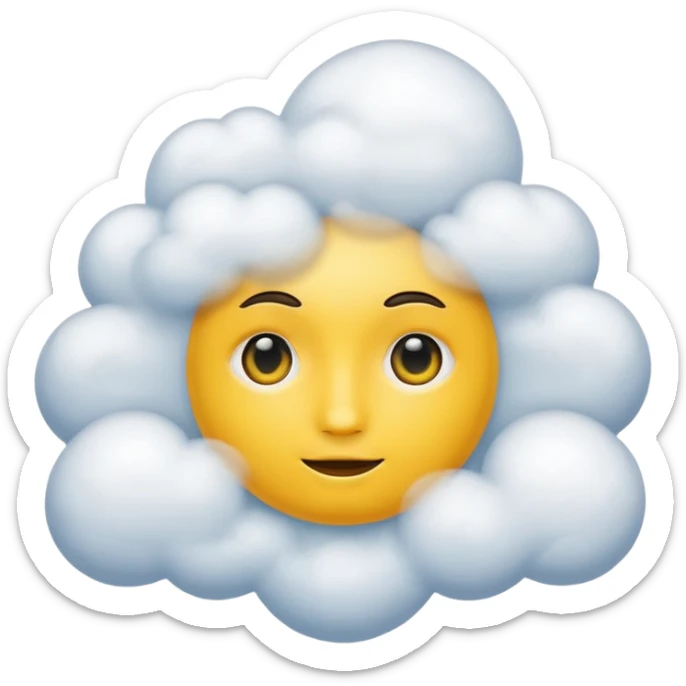 Face in clouds yellow circle and black eyes and remove a mouth and move in a cloud remove a mouth on face sticker