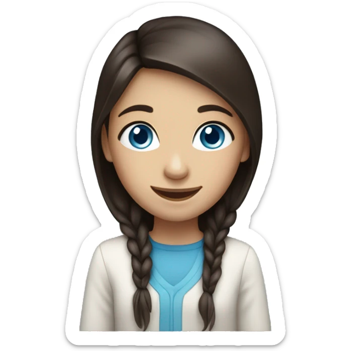 long dark brown hair girl with blue eyes smiling sticker