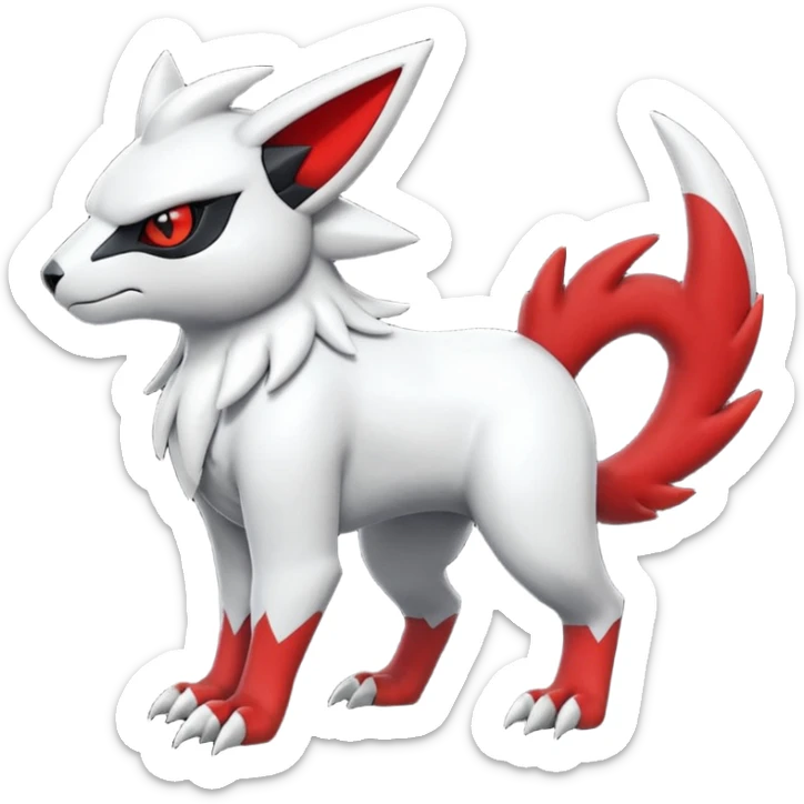 Handsome cool badass edgy Absol-Litten-Guilmon-Zangoose-Pokémon-Fakémon-fusion-hybrid-creature sticker