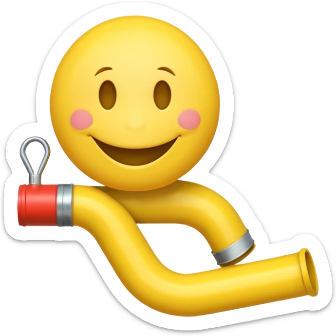 A smiley face with a yellow tube coming out its mouth sticker