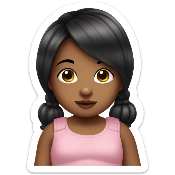 Cute baby girl with toy and black hair  sticker