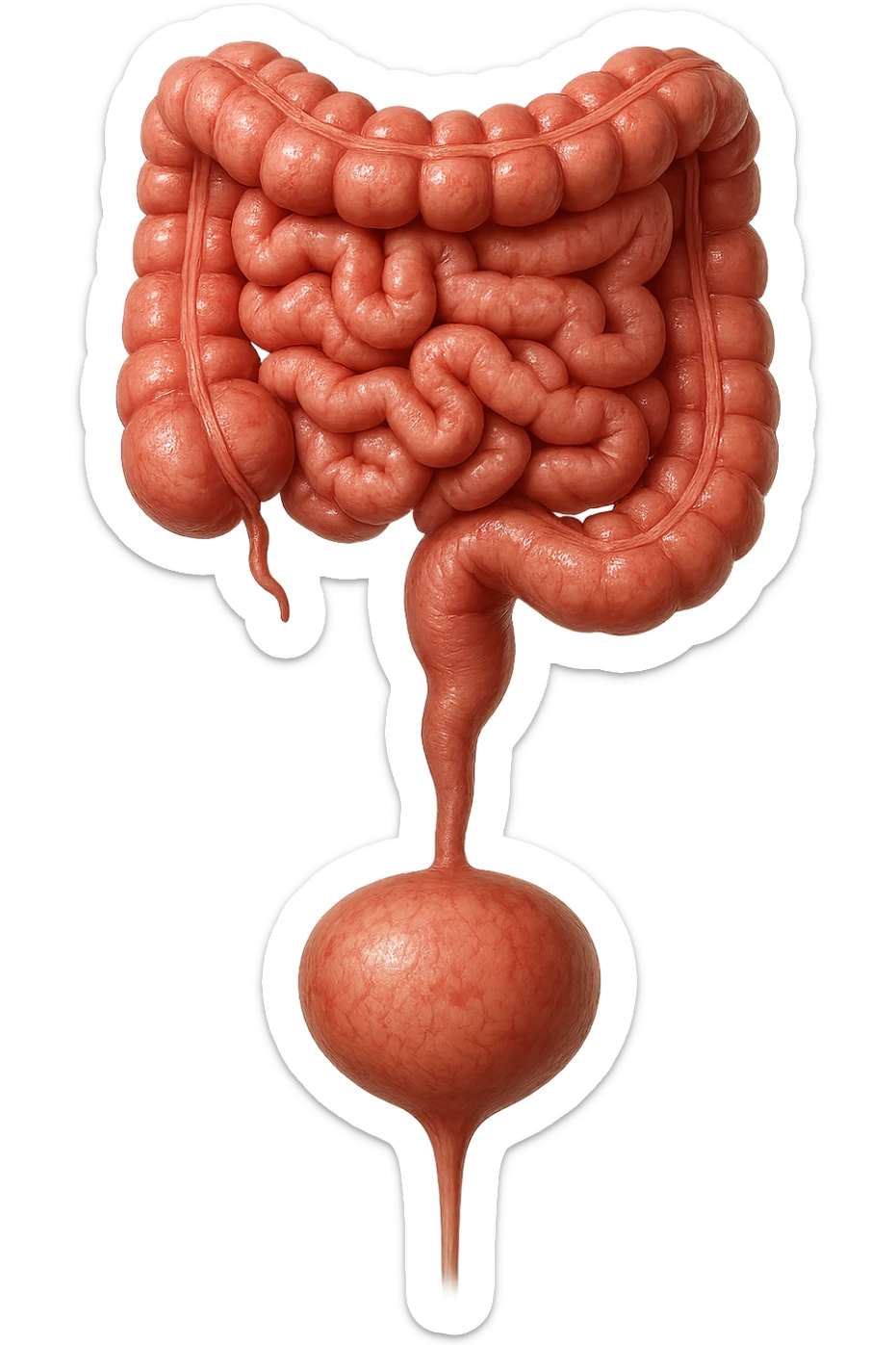 intestino e vescica solo collegati verticalmente, iperrealistico 4k sticker
