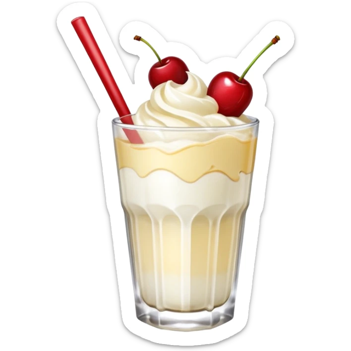 Japanese Cream soda clear glass with ice and vanila + cherry on top sticker
