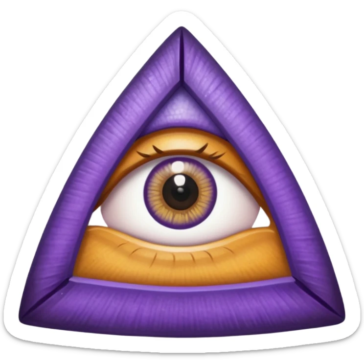 A triangle with a mix of colors as a border and a purple inside with an eye in the middle sticker