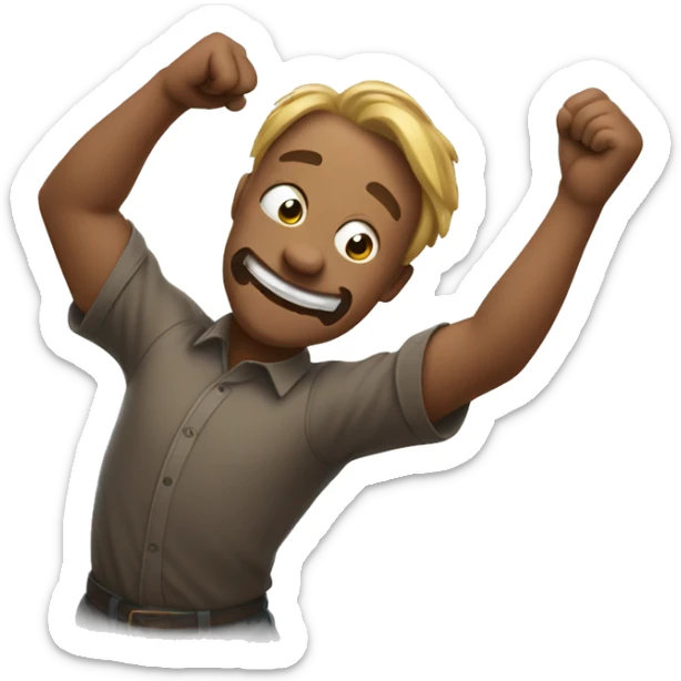 emoji puts his bent arm in front of him and hits down with his elbow, rejoicing sticker