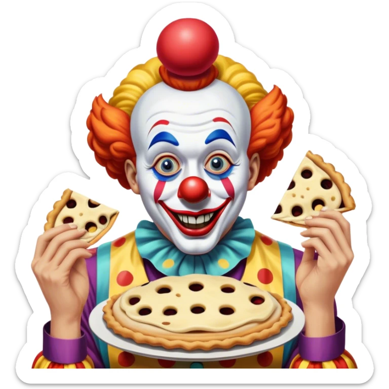 Icon for Comedy Movie: A vintage movie poster-style design with a humorous scene. Include a clown, slapstick elements, and exaggerated facial expressions. Bright colors, funny props like pies or banana peels, and a lighthearted atmosphere. Retro cinematic feel. Transparent background. sticker