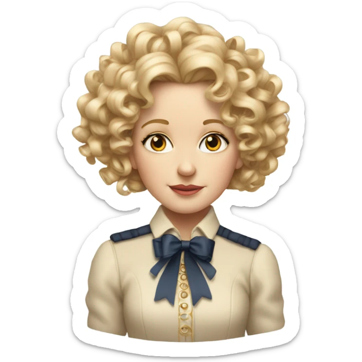 Nellie Olsen with blonde curls with ribbons very detailed and realistic sticker
