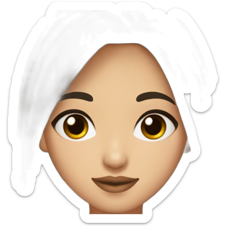 kazakh woman with black double bun hair and eye liner sticker