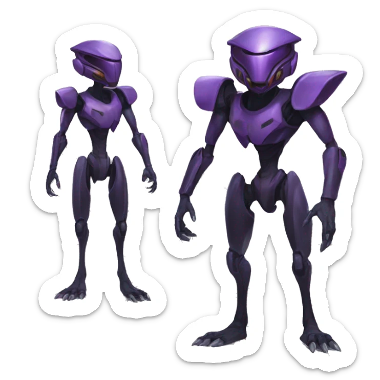 a black Genesect-Raptor-Fakémon—hybrid with a futuristic visor-helmet full body sticker