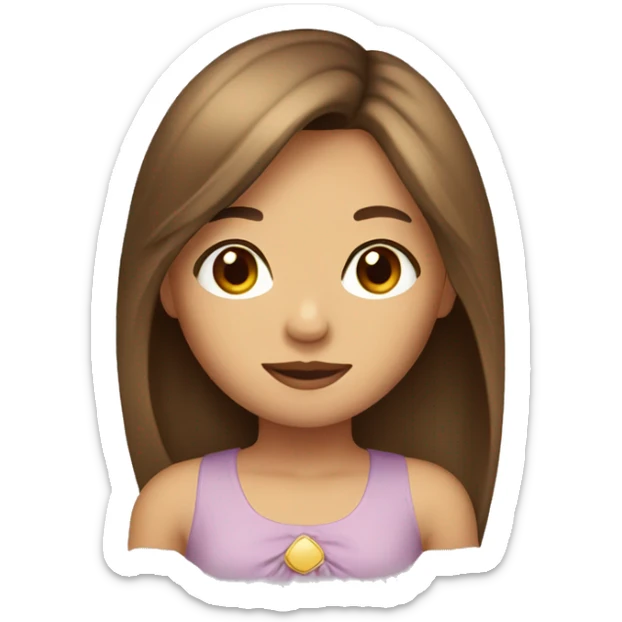 girl with a brown long hair with curtian bangs and brown  eyes sticker