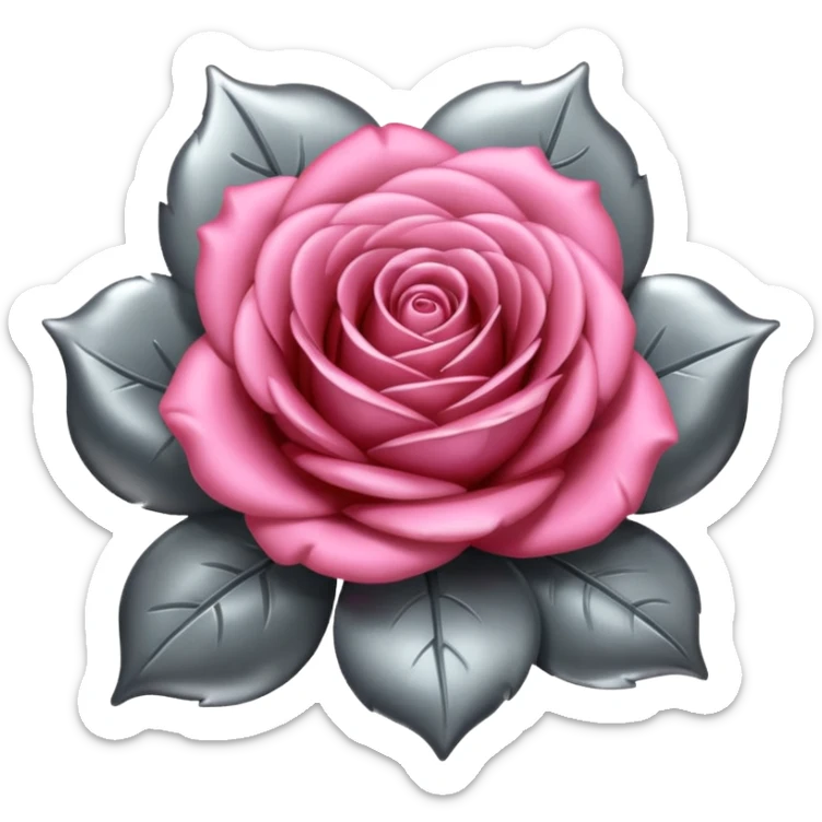 metallic gray chrome minimalistic rose sticker