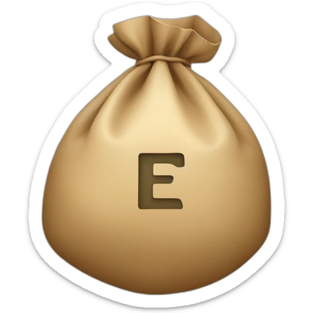 Money bag with letter ₸ in the center of the bag sticker