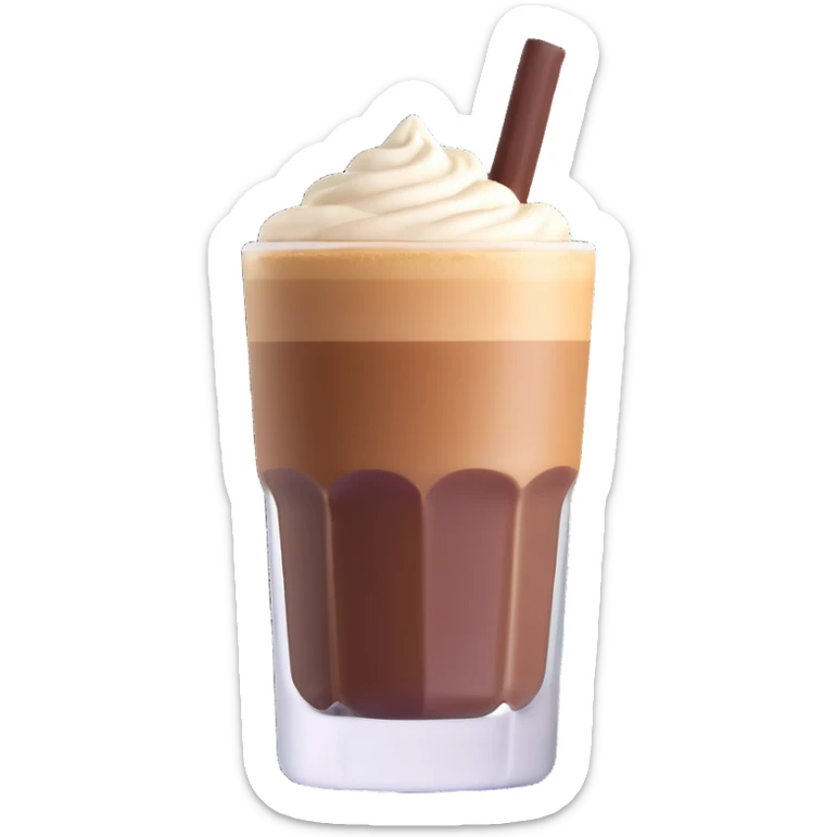 Cortado espresso drink in a small Gibraltar glass, milk and espresso coffee sticker