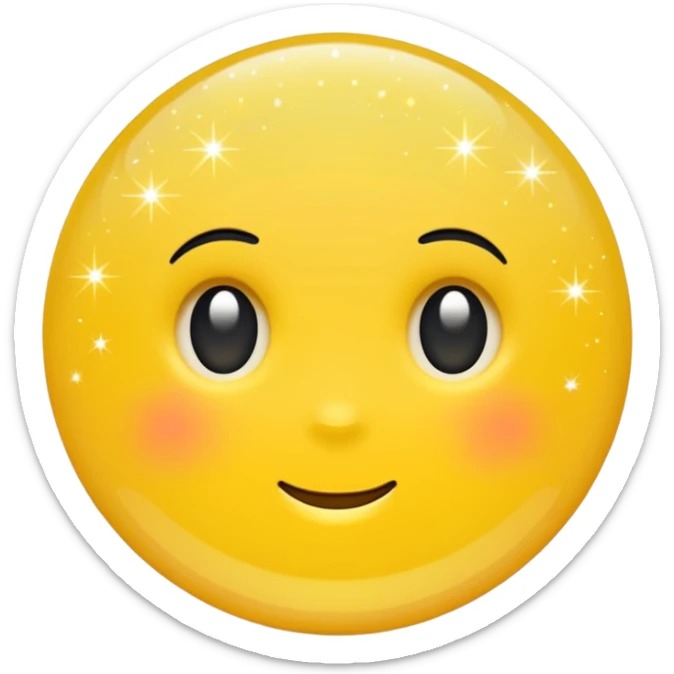 Generate a high-quality 3D cartoon-style emoji of yellow glitter, sparkling effect, smooth gradient colors, rounded and cute appearance, simple white background, high-resolution.
 sticker