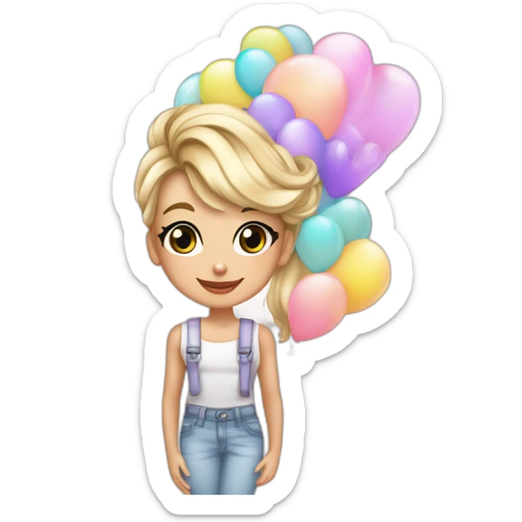 Logan Ali Decora debe tener un fondo blanco elegante rodeado de Globos de colores pastel con estilo glamur sticker