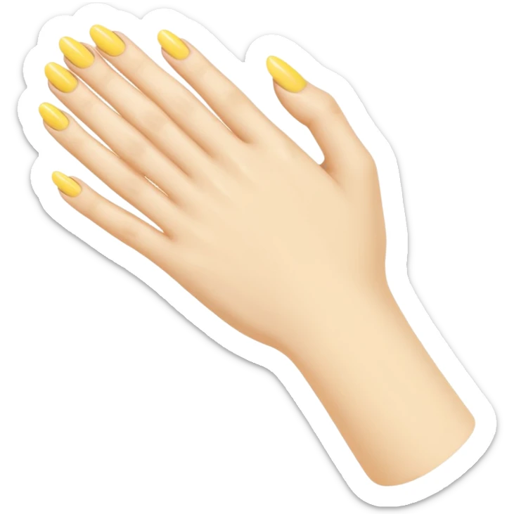 Generate a high-quality illustration of a generic hand with yellow nail polish being applied, flat vector or simple cartoon style, no recognizable person, no facial features, no brand markings, simple white background, high-resolution.
 sticker