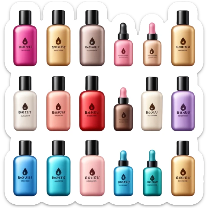 emoji of luxury brand labeled beauty products sticker