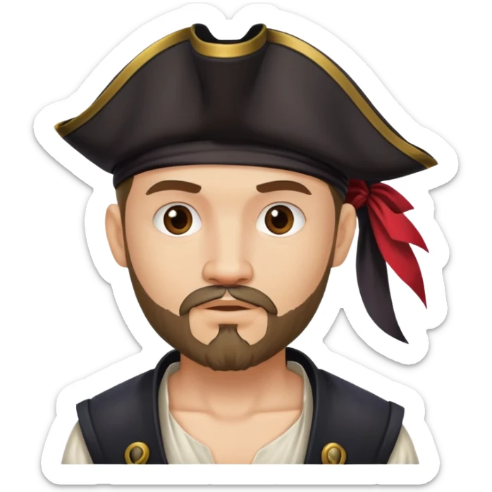 "- Nam
- 30 tuổi
- Da trắng
- Râu quai nón
-  Cướp biển caribe
" sticker