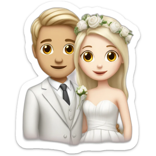 A couple of boy and girl getting married White skin sticker