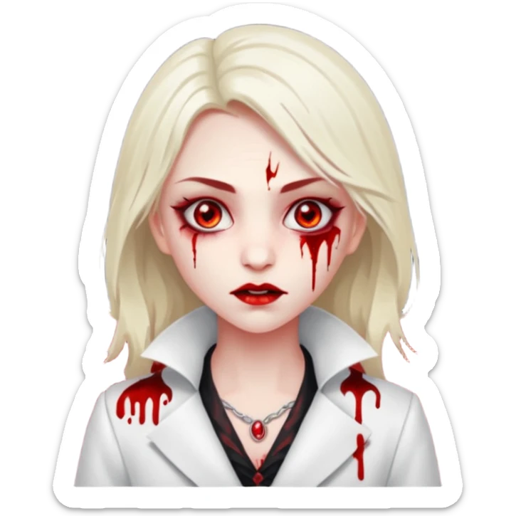 Women Vampire withwhite coat dress and eyes should be red with blood sticker