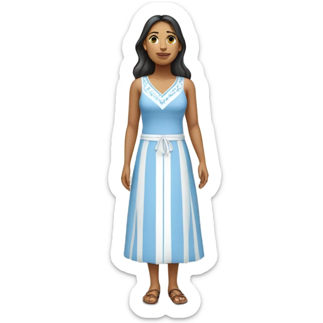 A woman from Amazonas / Brazil in a causal light blue and white dress sticker