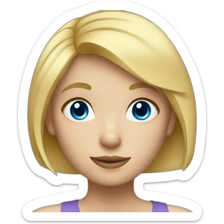 a girl with blue eyes and short blonde hair sticker