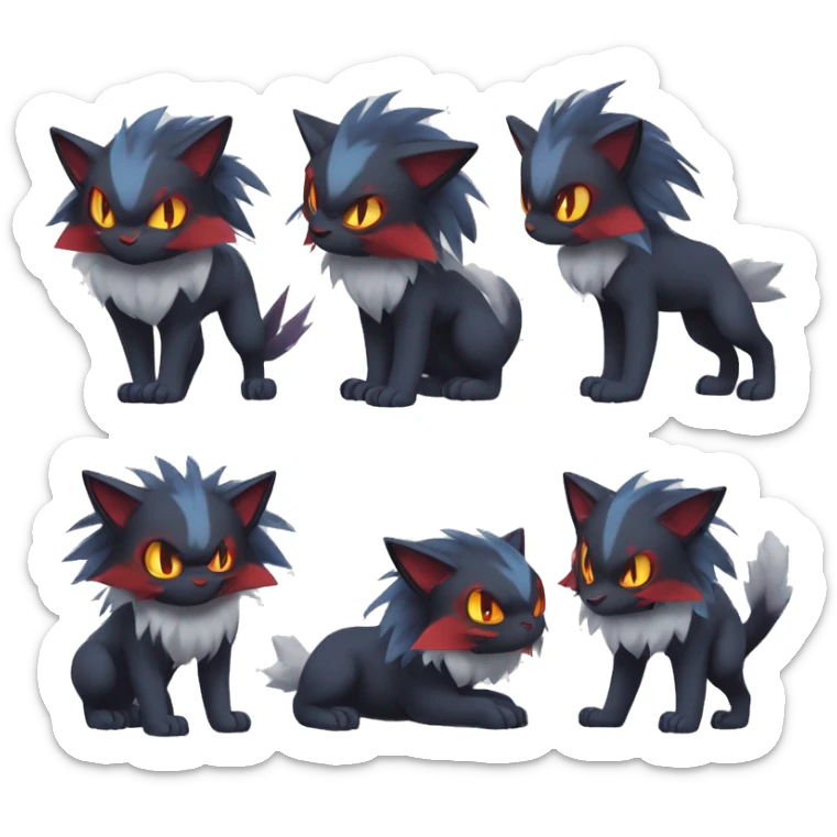 Edgy Cool Kawaii Litten-Absol-Zoroark-Pokémon Full Body sticker