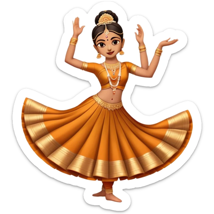 cinematic-realistic-bharatanatyam-dance-emoji,-depicted-as-an-elegant-classical-indian-dance-performance-with-graceful-poses,-intricate-costumes,-and-expressive-hand-gestures,-rendered-with-rich-textures-and-warm-dramatic-lighting, single dancer sticker