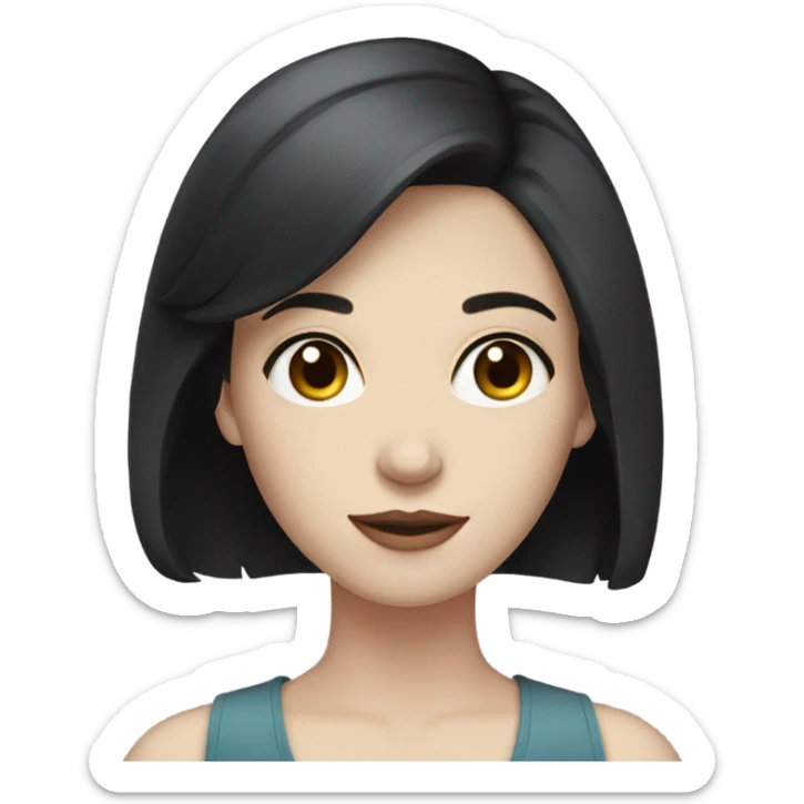 pale skin young woman with a black short hair sticker