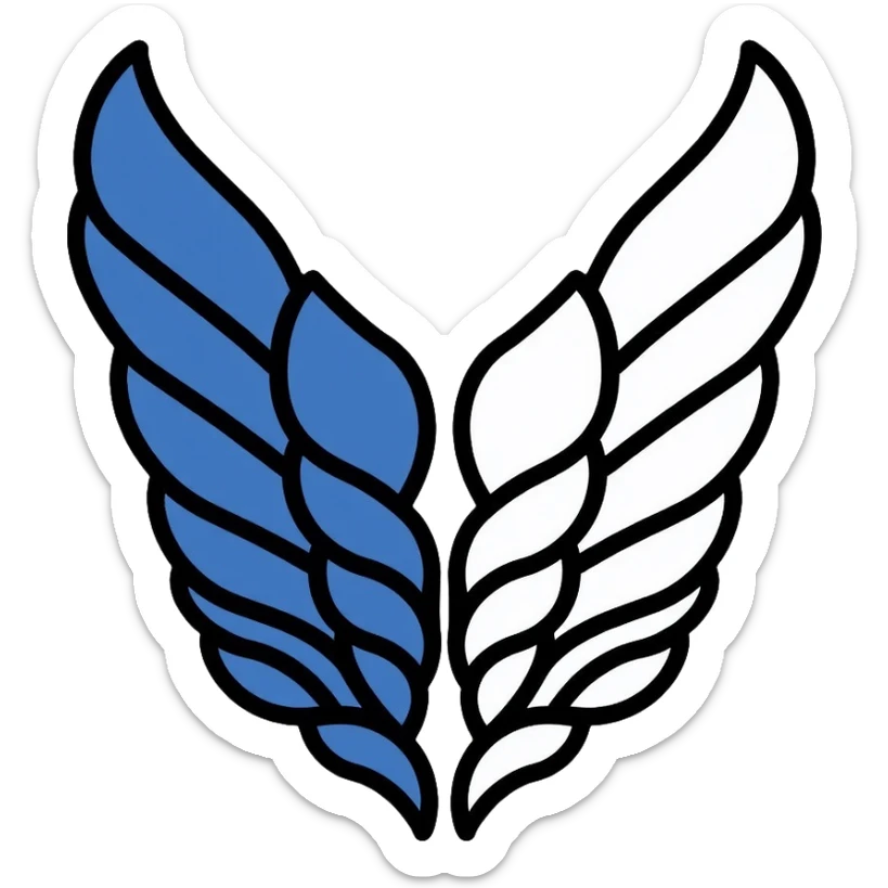 Wings of Freedom logo from Attack on Titan, overlapping blue and white wings, Survey Corps emblem sticker