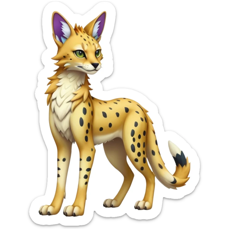 Epic Edgy Colorful ethereal eldritch Sergal-Serval-Fionbri full body sticker