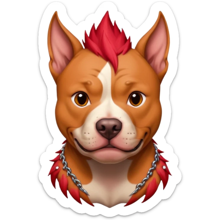 very tattoed pitbull dog with red spky hair sticker