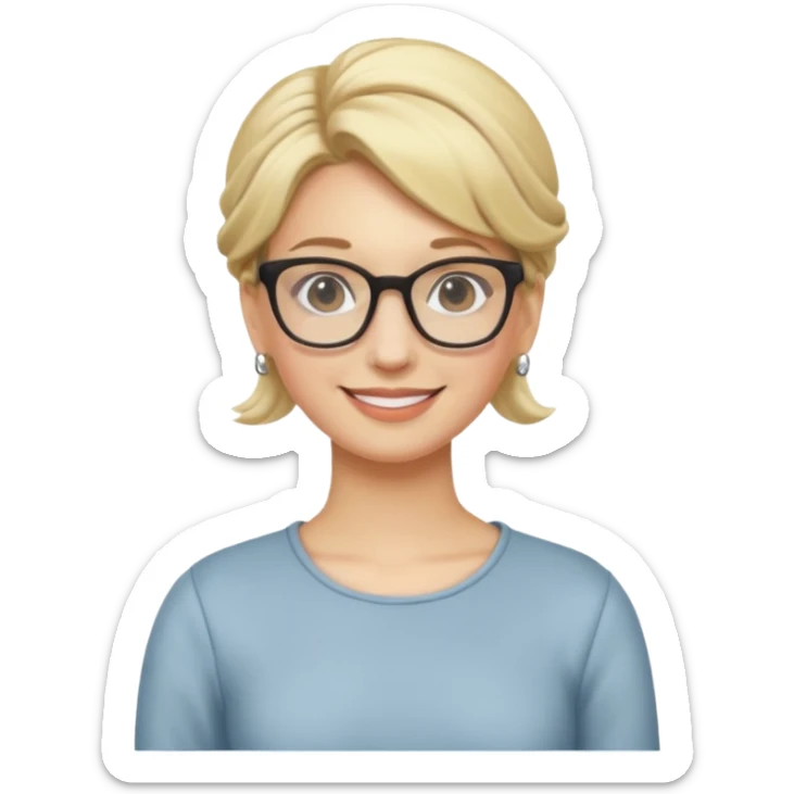  Dominatrix blonde hair up do and glasses full body sticker