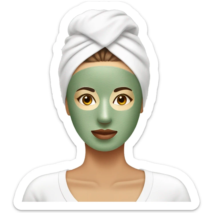 Lady with face mask spa beauty full face relaxing sticker