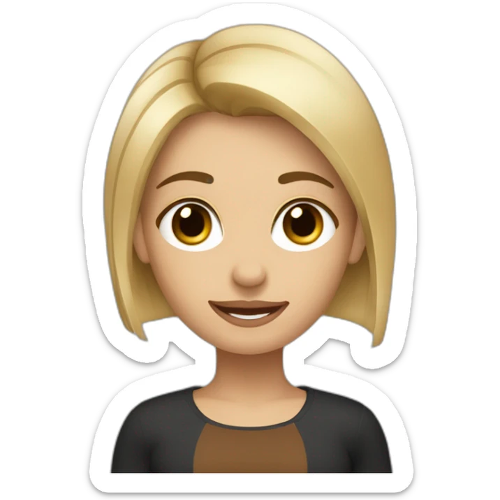 Mujer rubia pelo corto con perro pequeño negro y marron en brazos sticker