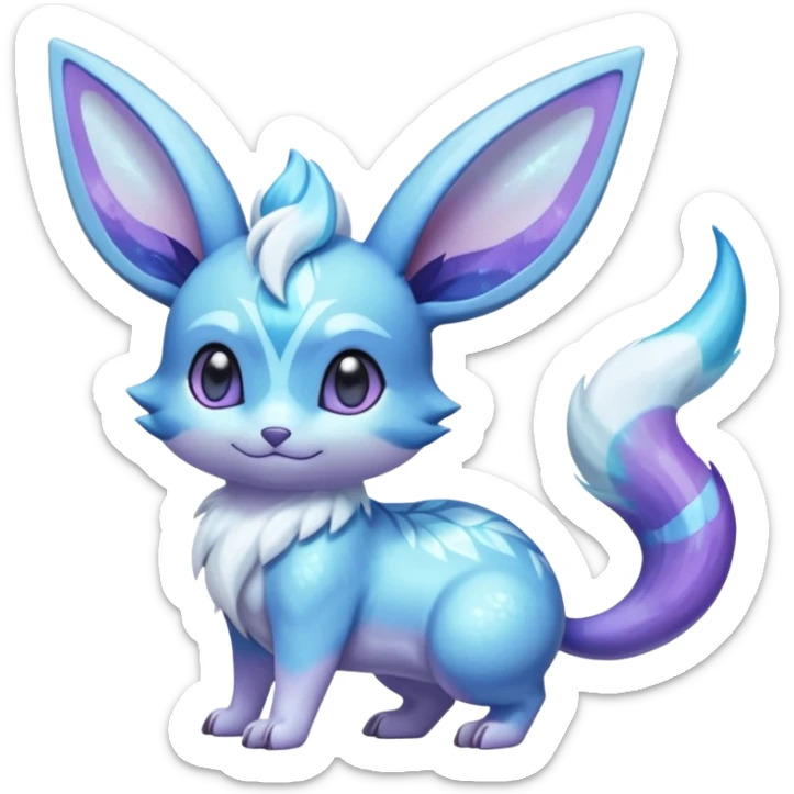 Colorful Iridescent Exotic Minccino-Aurorus-Glaceon-Fakémon-hybrid-creature (full body)  sticker