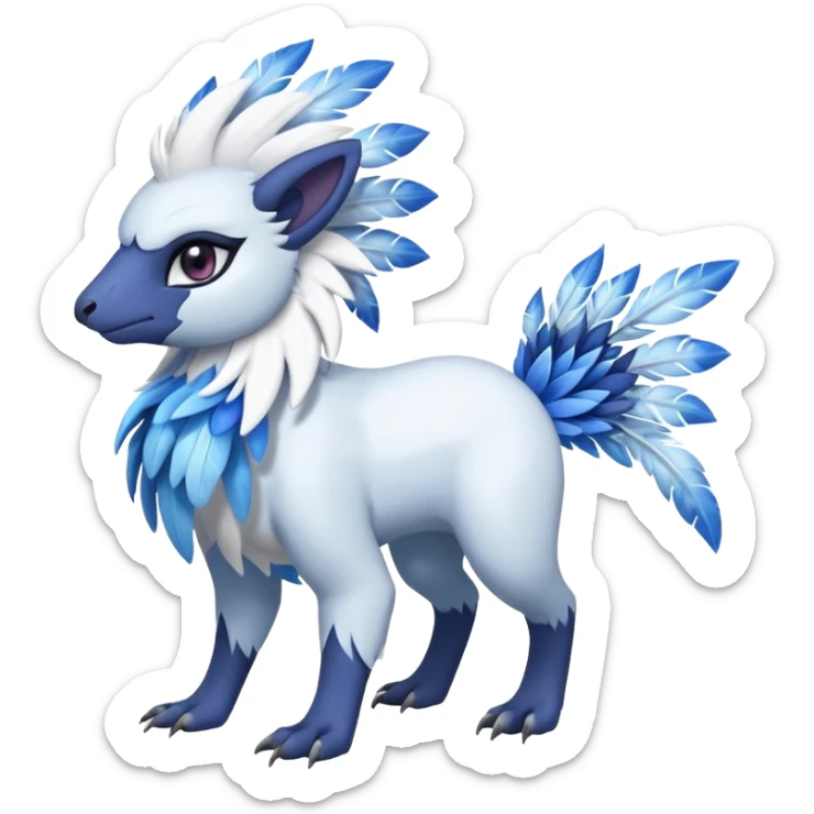 Floral feathery Absol-Amaura-fusion-Fakemon-animal-creature  sticker